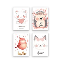 FZSECRIU Pack of 4 children's room decoration, pictures children's room, baby room decoration, wall decoration, children's room decoration