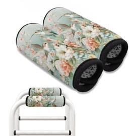 Hechitok Hummingbird Flower Walker Handle Cover Walker Hand Folding Rolling Walker Hand Grip Pads Walker Padded Hand Grip Walker Padded Hand Grip Covers One Size