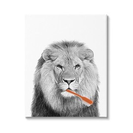 Stupell Industries Lion Brushing Teeth Bathroom Canvas Wall Art, Design by Annalisa Latella