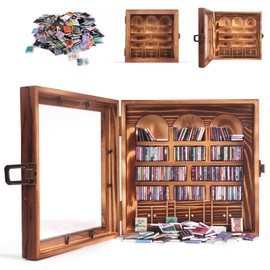 Anxiety Bookshelf – Mini Books Display for Stress Relief and Fun Decor, Perfect Decorative Miniature Library for Book Lovers, Ideal for Home Decor, Office Décor, and Thoughtful Gift Giving - Pine Wood