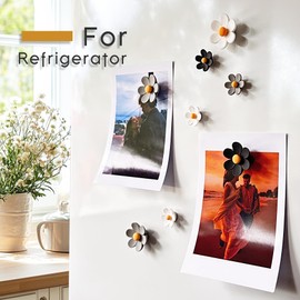 16 pcs - Cute Flower Magnet, Gothic Magnet for Fridge and Locker, Whiteboard, and Decoration (16 pcs-Flower-Black)