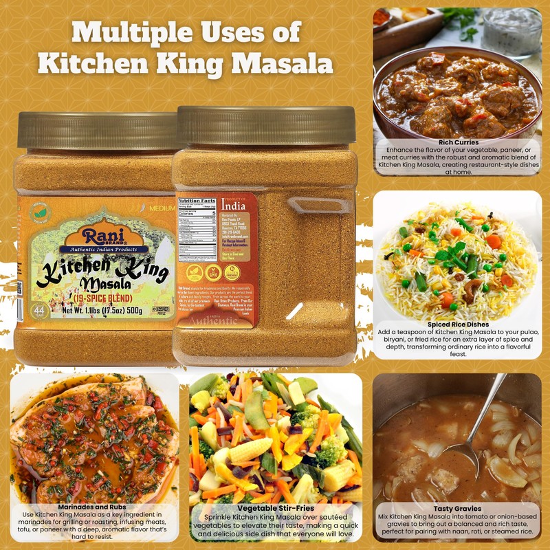 Rani Kitchen King Masala (20-Spice Curry blend) 17.5oz (1.1lbs) 500g
