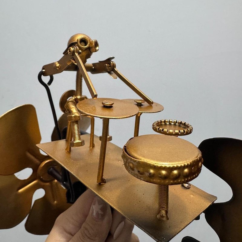 Fenteer Garden Decoration Metal Drummer Windmill Weather Vane Easy Installation