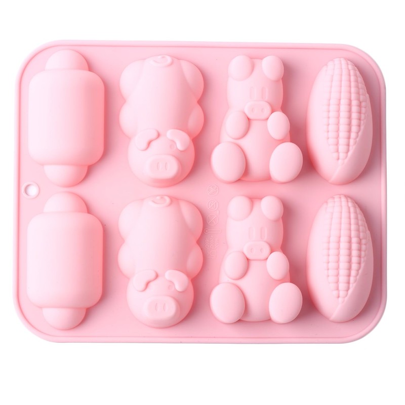 AIBOYA 8 Cavity Corn Pig Silicone Candy Molds For Chocolate