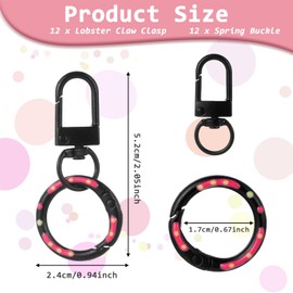 Mabor 12Pcs Spring O Rings with Swivel Hooks Clasps, Round Lobster Claw Clasp, Cute Metal Keychain Ring Round Carabiner Clips for Keyrings Buckle Bags Purses, Donut Colored