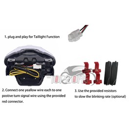 Fit For Yamaha 2015-2017 FZ07；2014-2017 MT-07; 2015-2017 YZF-R25; 2015-2022 YZF-R3/ ABS; Rear Lamp Brake Tail Light with Integrated Turn Signal Indicators (Smoke, Style2 LED Flash)