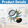 Large Blue Sun Outdoor Clock Thermometer Combo,25 inch Wall-Mounted Outdoor