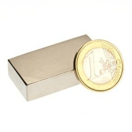 40.0 x 20.0 x 10.0 mm N42 Nickel Cuboid Magnet - Holds 25 kg