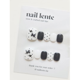 Black dot pedi tip  Handmade nail tip - Round Square / 블랙도트 패디팁  수제네일팁 - 라운드스퀘어