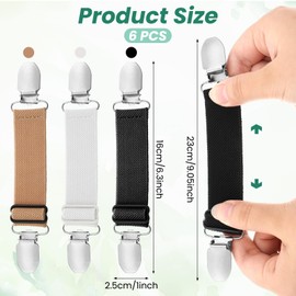 LIQWEI Pack of 6 Clips for Clothing, Adjustable Dress RCA Pullover Clips, Unisex Glove Clip Waist Cincher Clip, 3 Colours, Cardigan Accessories for Clothing, Shirts, Aprons (Black + White + Brown)