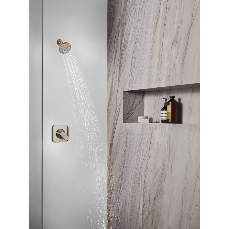 Moen Brushed Nickel Six-Function 4-1/2" Diameter Spray Head Eco-Performance Showerhead,