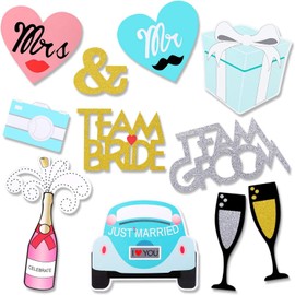 52Pcs Funny Wedding Selfie Props Set Bridal Shower Party Photo Props Decorations Stylish Wedding Photo Booth Props Kit Engagement Photo Accessories