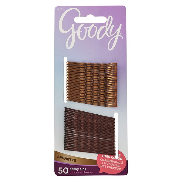 Goody Womens Hair Colour Collection Metallic Finish Hair Bobby Pin, Brunette, 50 CT