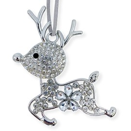 Crystal Reindeer Ornament for Christmas Tree or Hanging Décor, 3.5 x 3.5
