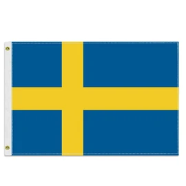 12×18 inch Sweden Nautical Flag, 30×45 CM Small 100D Swedish Outdoor Banner,Tiny Doube Side Printing Decor For Patio Garden With Brass Gromment