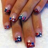 24Pcs 4th of July Press on Nails French Tip Fake