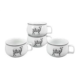 Omniware Country Farm 20oz Jumbo Mug, Set of 4 - Sheep, Stoneware Cup with Handle Dishwasher Safe - Rustic Farmhouse Style for Cozy Meals, Hot Soup, Hearty Stews - Cottagecore Drinkware Set