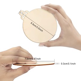 DARENYI 30 Pcs Christmas Wooden Baubles for Crafting Wood Slice Natural Wooden Ornaments Baubles Unfinished Blank Wooden Shapes Embellishments with String for Xmas Tree Decoration