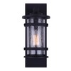 Duffy 1-Light Outdoor Wall Lantern, Black Metal Finish with Seeded