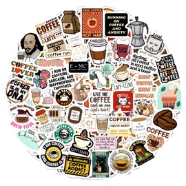 100Pcs Funny Coffee Stickers for Planner, Coffee Funny Quote Stickers for Laptop, Scrapbook & Water Bottles, Funny Coffee Gifts for Men & Women, Coffee Lover Gifts for Him, Coffee Party Decorations