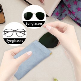 UESDU Soft Glasses Case, 3 Pack Leather Sunglasses Pouch Squeeze Top Eyesglasses Cases with Cleaning Cloth Portable Mini Cosmetic Bag for Women Menen Men