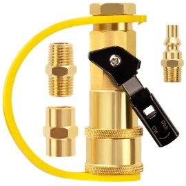 1/4" RV Propane Quick Connect Adapter for Propane Hose, Quick Connect or Disconnect Kit Fitting Shutoff Valve and Full Flow Plug 1/4" Male NPT 1/4 Inch Female NPT for RV,Trailer,BBQ