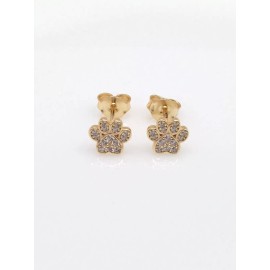 Beautifuljewelrynyc 925 Sterling Silver Cz Gold Paw Print Stud Earrings Dainty Tiny Studs 7mm