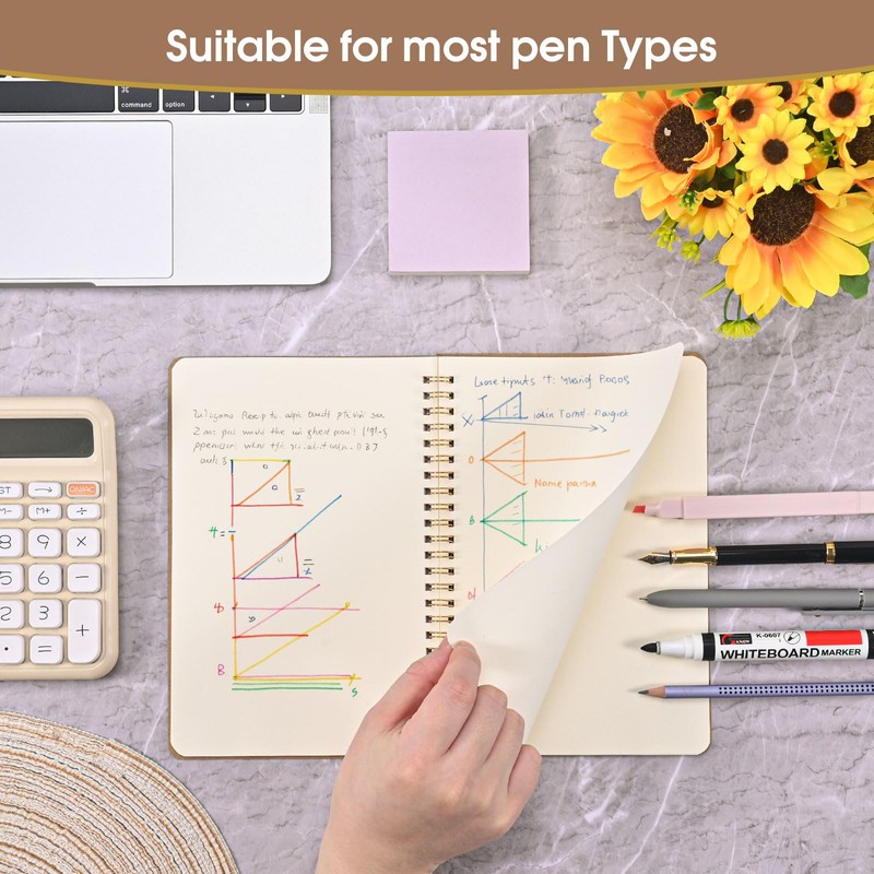 HOMIKLSA Notebook A5 Squared, Pack of 5 Kraft Cover Notebook
