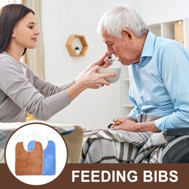 WOFASHPURET Adult Bibs for Men Women, 2pcs Waterproof Elderly Bib Adult Drool Bibs Apron for Eating with Adjustable Strap Terry Cloth Adult Bibs Washable Bib Unisex Clothing Protectors 20"