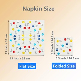 Jagrove 100 Count Disposable Paper Party Napkins 2 Ply Paw Print Decorative Beverage Guest Luncheon Dinner Cocktail Napkins for Doggy Animal Themed Party, 6.5X6.5 Inches Folded