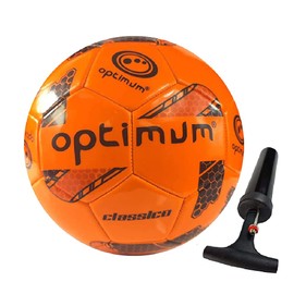Optimum Classico All-Weather Football Ball - Stylish, Soft-Touch PVC, Even Pressure, Ideal for Training & Matches, Suitable for All Grounds - ORANGE - SIZE 4 - With Pump