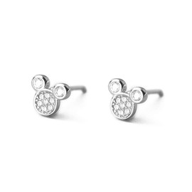 Dainty CZ Mouse Stud Earrings for Teen Girls Women 925 Sterling Silver Cubic Zirconia Tiny Cute Mice Stud Tragus Post Pin Earrings Hypoallergenic Sensitive Ear Minimalist Jewelry Gift (Silver)