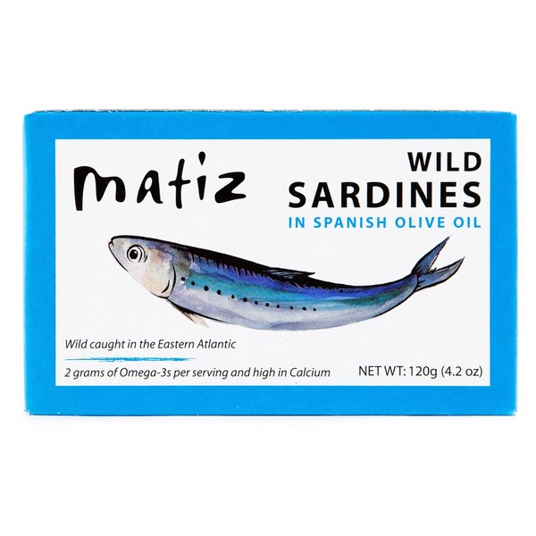 Matiz Sardines in Olive Oil, 4.2 Ounce Can (Pack of 25) Spanish Gourmet Wild Caught Natural Fish for Tapas, Snacks, or Meals, Protein Rich, Sealed Freshness