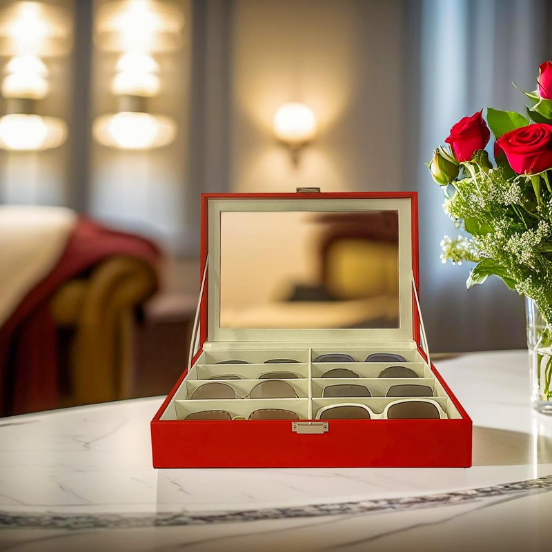 UnionPlus 8-Slots Sunglasses Case Organizer, Eyeglass Glasses Display Holder Collector,