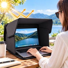 Portable Laptop Sun Shade for Outdoor Work – Foldable Oxford Cloth Shield Cover for 14–16 Inch Laptops