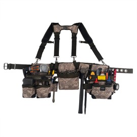 Bucket Boss 3 Bag Tool Bag Set with Suspenders in Digital Camo, 55185-DIGC,Black