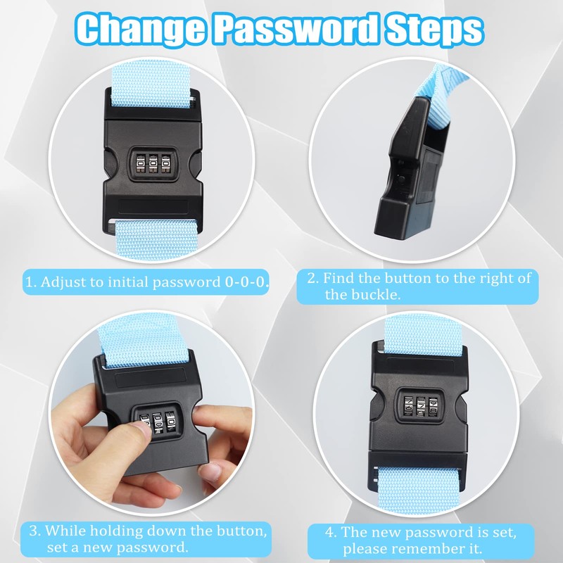 Luggage Strap, 2pcs Suitcase Straps with Password Lock Information Card,