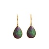 Gempires Ruby Zoisite Teardrop Crystal Earrings, Pear Shape Dangle Drop,