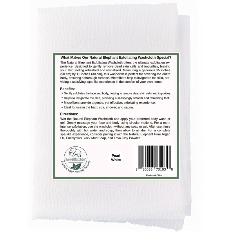 Natural Elephant Exfoliating Washcloth - Pearl White Japanese Shower Scrubber