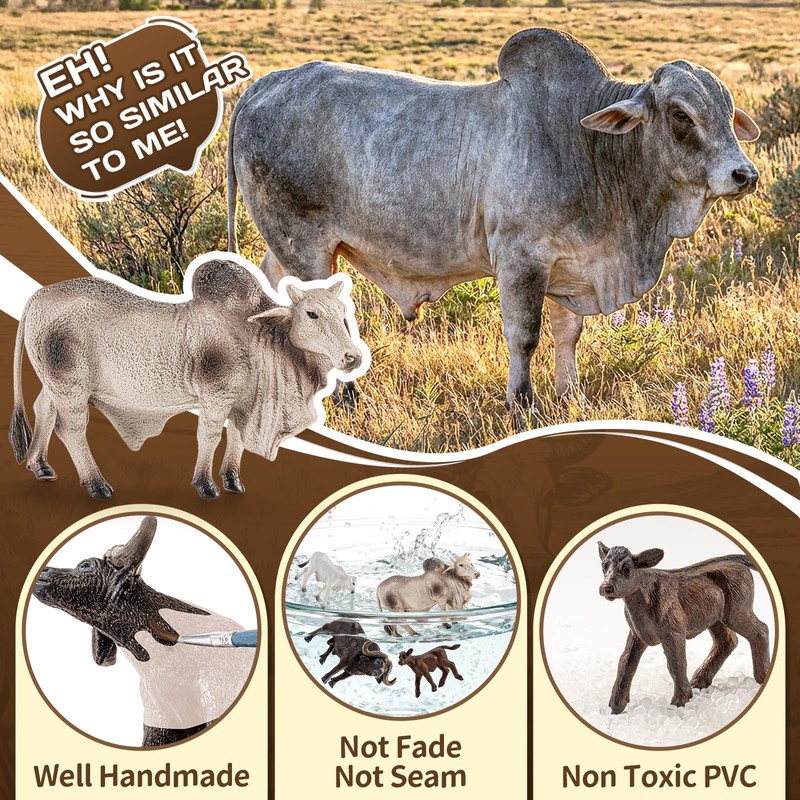 Totsmile 4PCS Farm Animals Cow Figurines, African Buffalo Bull Toys