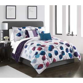 Chic Home Anais 5 Piece Reversible Comforter Set Contemporary Watercolor Floral Theme Design Bedding - Decorative Pillows Shams Included, King, Multi Color