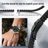ULLCHRO Unisex Rubber Bracelet with Stainless Steel Black Folding Clasp,