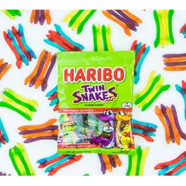 HARIBO Gummi Candy, Twin Snakes Sweet & Sour Gummy Candy, 5 Ounce Share Size Bags (Pack of 12) Delicious Soft & Chewy Snacks, Assorted Fruity Flavors