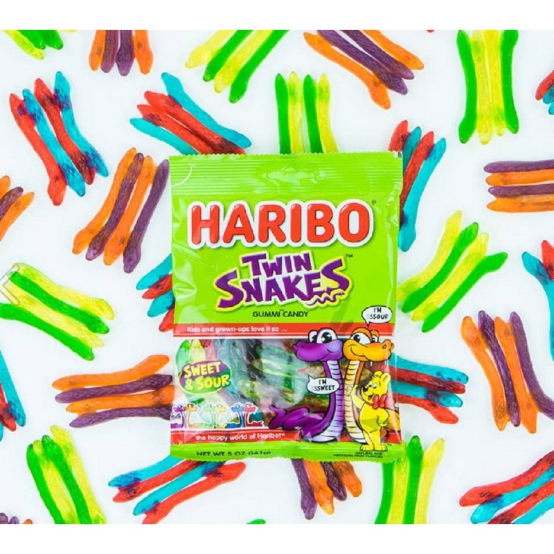 HARIBO Gummi Candy, Twin Snakes Sweet & Sour Gummy Candy,