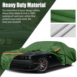 Waterproof Car Covers Replace for 2008-2025 Dodge Challenger, Multilayer Heavy Duty with Cotton Liner All Weather Car Cover with Zipper Door, Windproof Bands for Snow Rain Dust Protection