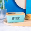 Blue Ceramic Butter Dish with Lid and Knife for Countertop,