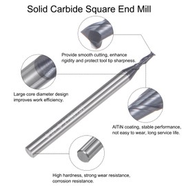 sourcing map 4pcs 2mm Dia 4mm Shank Square Nose End Mill 2 Flutes HRC45 Carbide AlTiN Coated CNC Router Bits Cutter Tools for End Milling CNC Machining
