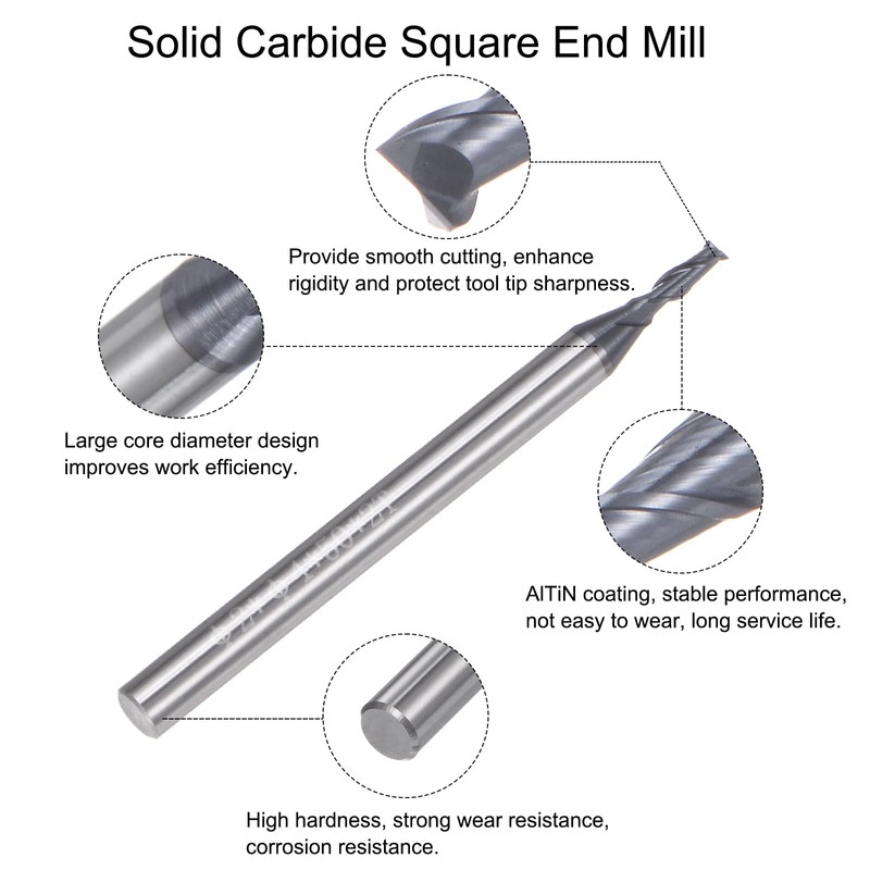 sourcing map 4pcs 2mm Dia 4mm Shank Square Nose End