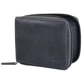 Mancini Bellagio Top Grain Leather RFID Secure Zippered Billfold with Removable Passcase, Red