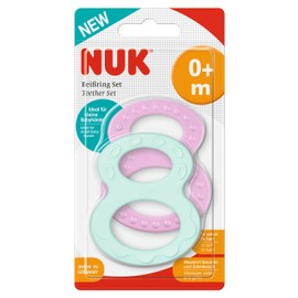NUK Beißring Set mit verschiedenen Oberflächen, ab 0 Monaten, 2 stück, mehrfarbig